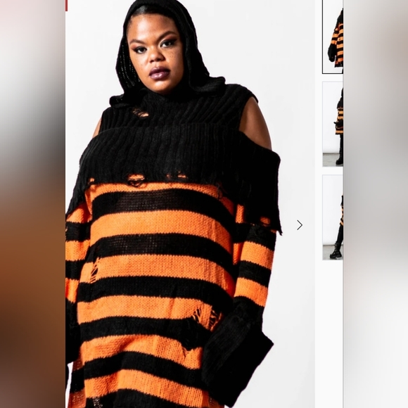 NWT Killstar plus size hooded knit sweater - Picture 9 of 9